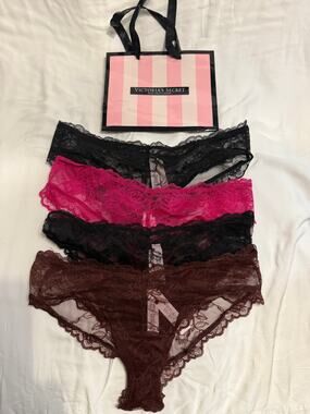 NWT Victoria’s Secret High-Leg Sheer Cheeky Panty Lot – Size S (4 pairs)